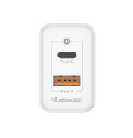 JELLICO wall charger C107 GaN PD 45W 1xUSB-C + 1xUSB QC3.0 White